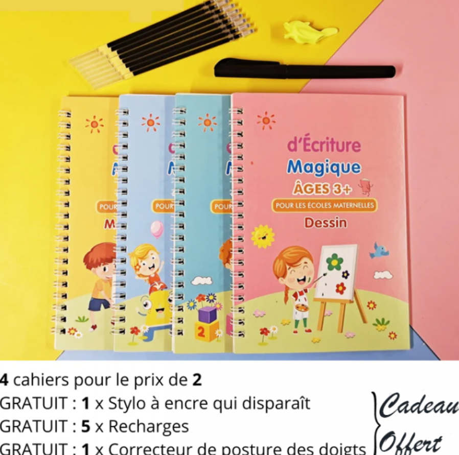 4 Cahiers d'écriture réutilisables + cadeau offert - MagicPen™